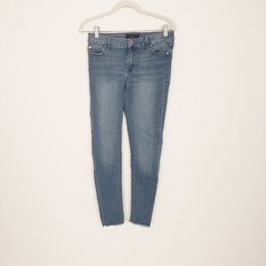 Celebrity Pink Raw Hem Skinny Jeans Mid-Rise